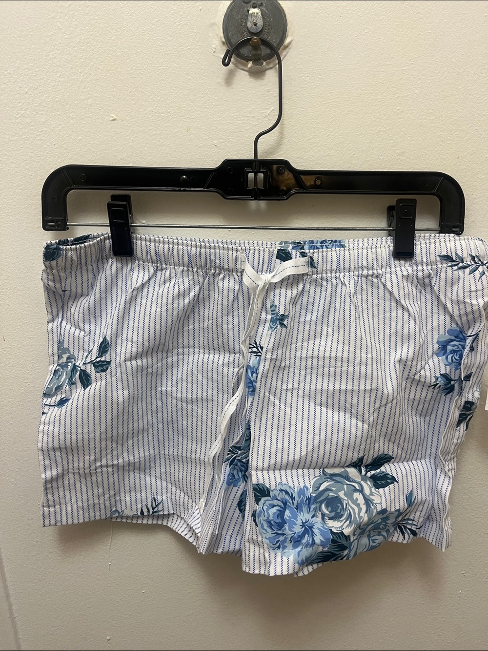 NWT: Striped Blue Floral Drawstring Shorts